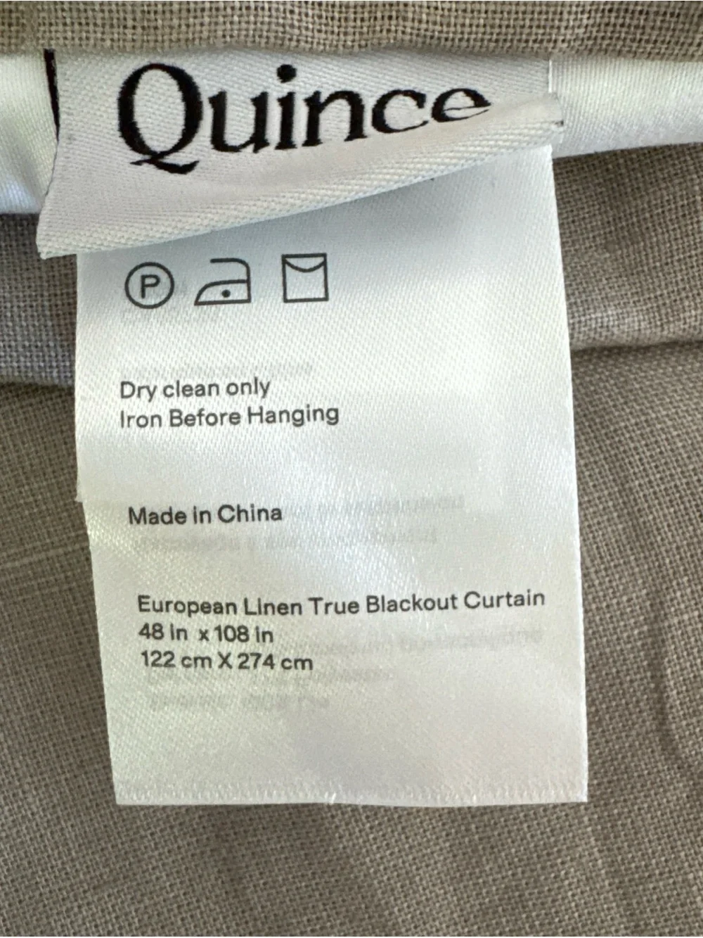 New Quince European Linen True Blackout 1 Curtain Panel Cloud Gray 48x 108”